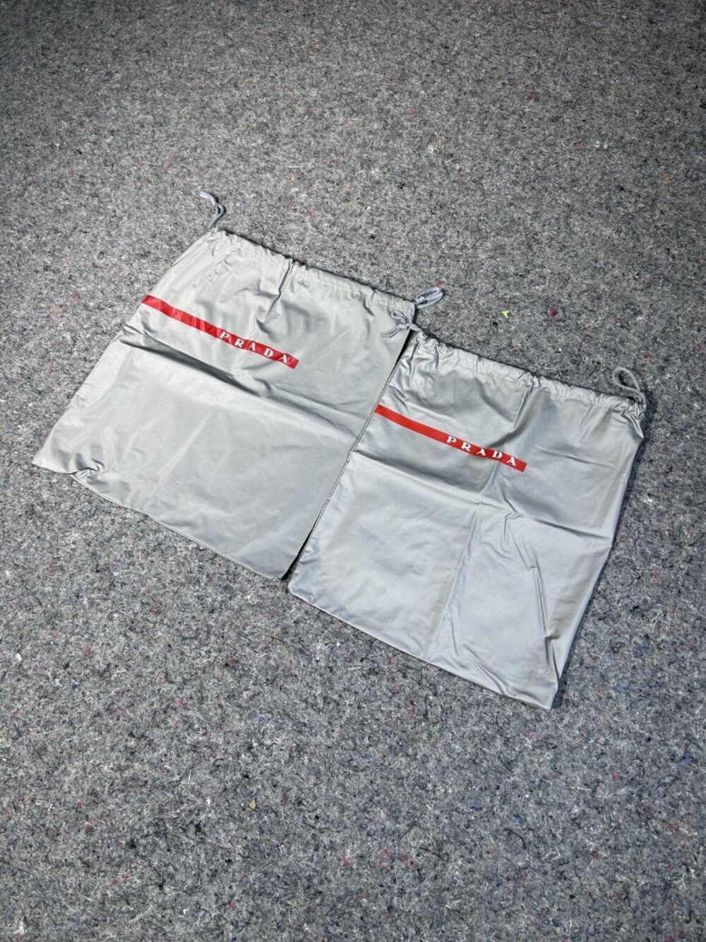 Prada Sport Luna Rossa Nylon Dust Bag Set Of 2 Silver Drawstring Shoe Bag